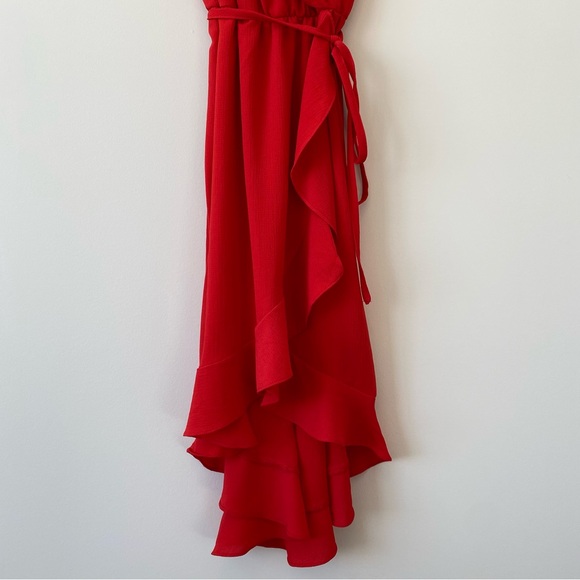 NWT H&M Flounced Wrap Dress| Bright Red | Sz 4 Christmas party Romantic - Picture 9 of 14